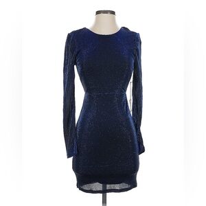 Used Sparkly electric navy blue black shimmery night sky long sleeve mini dress